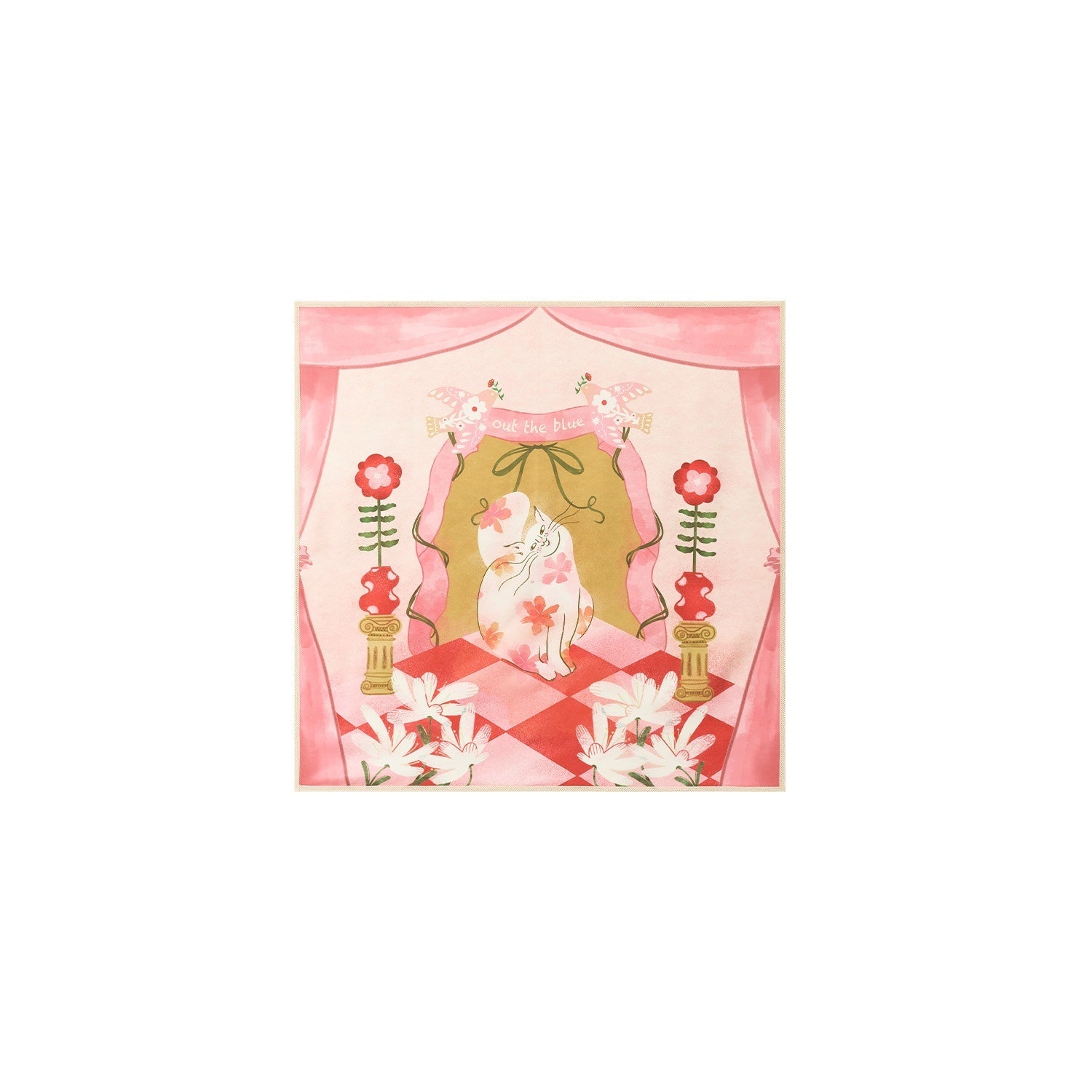 OuttheBlue Sunshield Satin Large Square Korean Style Young Women Botanical Floral Scarves