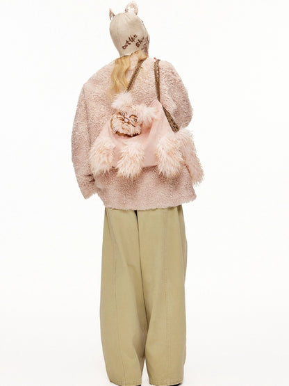 OuttheBlue Sweet Cool Cat Accent Square Single Shoulder Women Fashion Bag