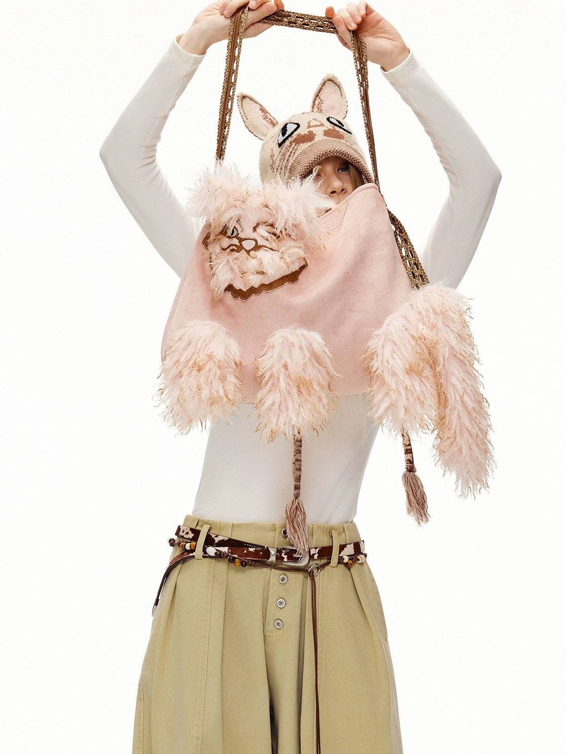 OuttheBlue Sweet Cool Cat Accent Square Single Shoulder Women Fashion Bag