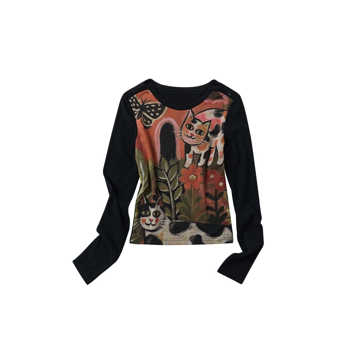 OuttheBlue Sweet Slim Fit Long Sleeve Women Floral Animal Print Stretch Knitted Knitwear