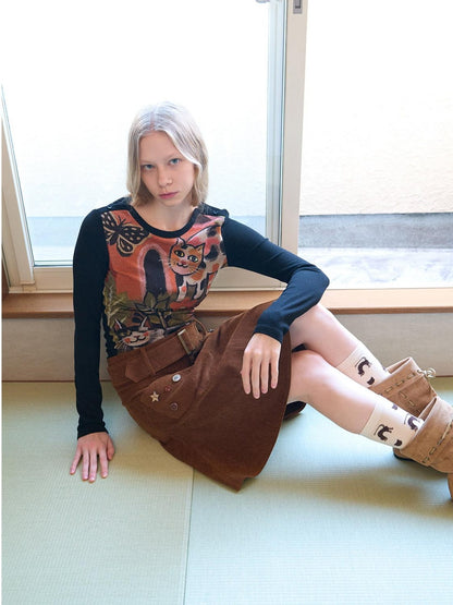 OuttheBlue Sweet Slim Fit Long Sleeve Women Floral Animal Print Stretch Knitted Knitwear