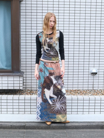 OuttheBlue Sweet Slim Fit Long Sleeve Women Floral Animal Print Stretch Knitted Knitwear