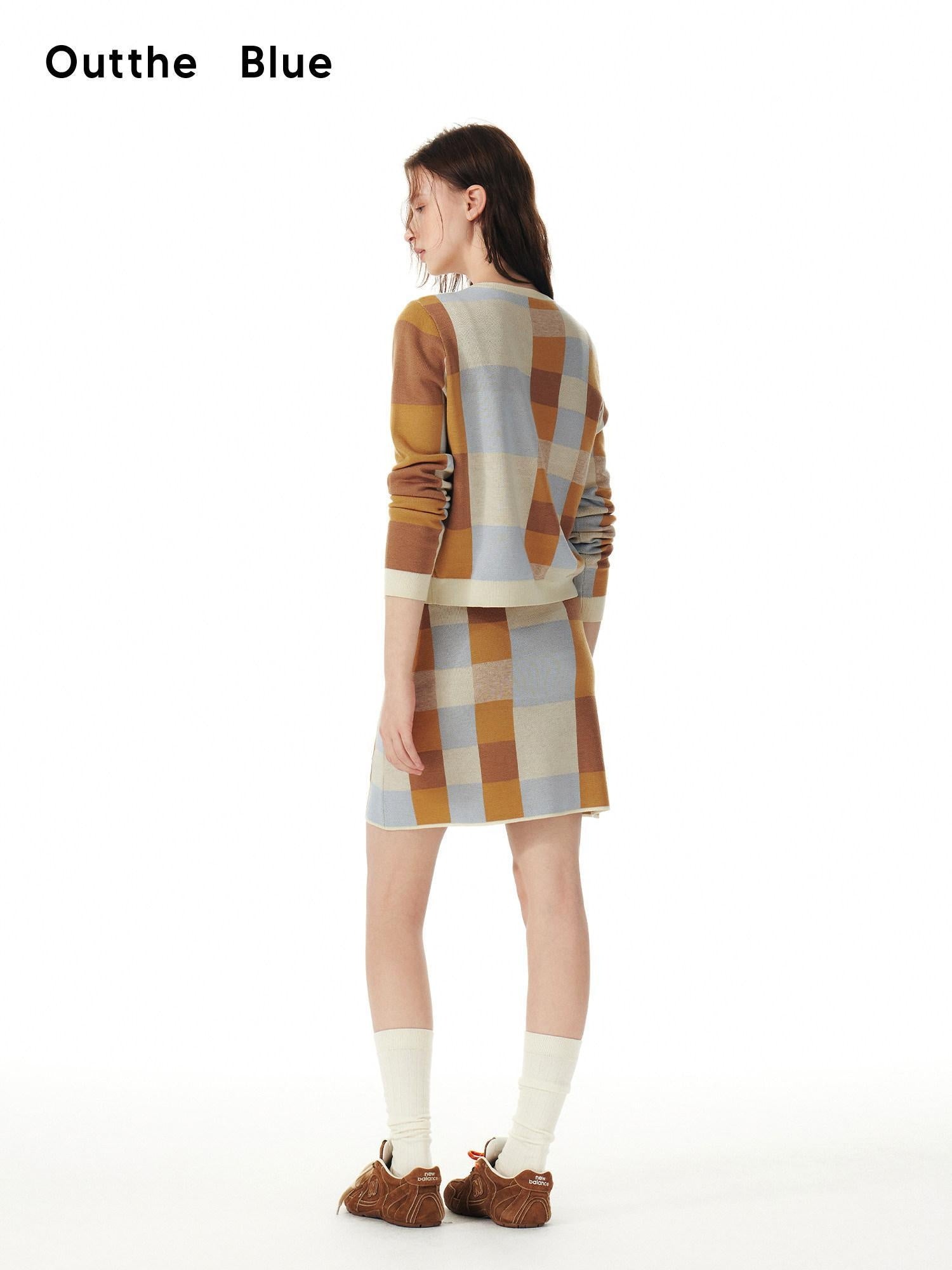 OuttheBlue Tencel Button Long Sleeve Cardigan And Skirt Women Two Piece Top &amp; Skirt Sets