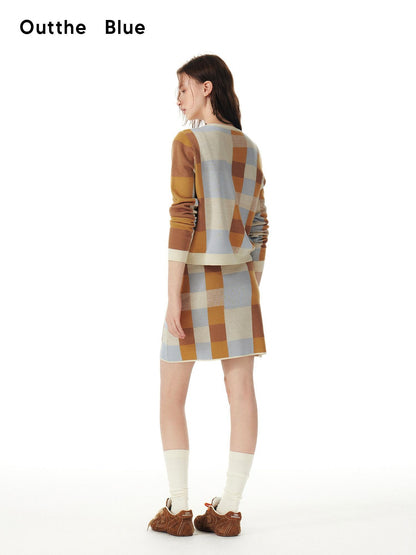 OuttheBlue Tencel Button Long Sleeve Cardigan And Skirt Women Two Piece Top &amp; Skirt Sets