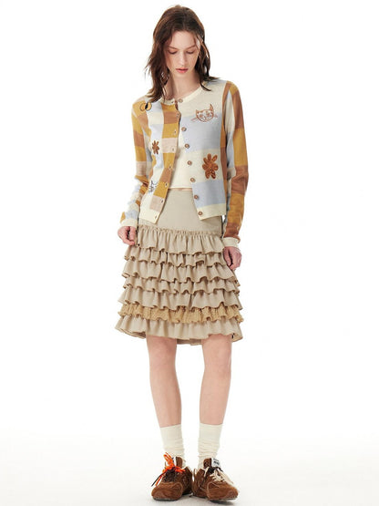 OuttheBlue Tencel Button Long Sleeve Cardigan And Skirt Women Two Piece Top &amp; Skirt Sets