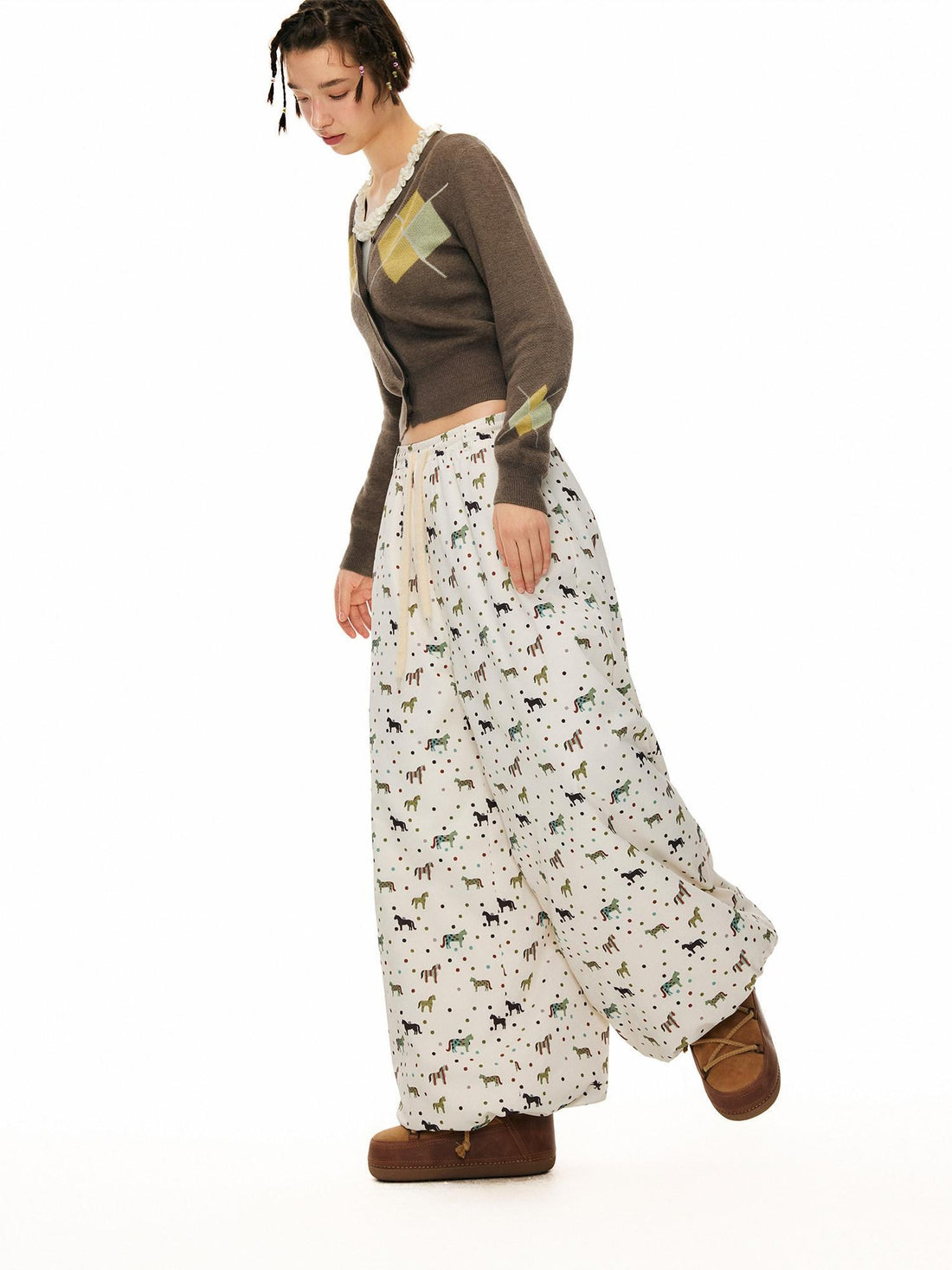 OuttheBlue Thermal Fleece Lined High Waist Full Length Pearl White Pants
