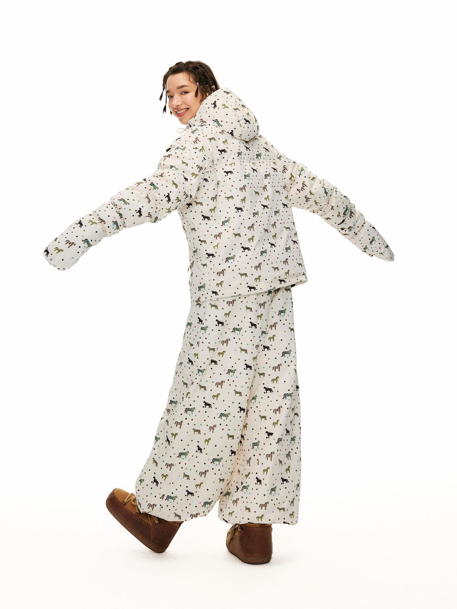 OuttheBlue Thermal Fleece Lined High Waist Full Length Pearl White Pants