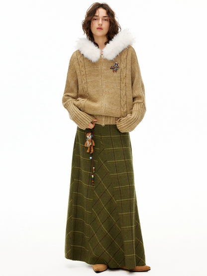 OuttheBlue Thermal Warm Hooded Zip Cardigan Loose Commuter Style Women Knit Sweater