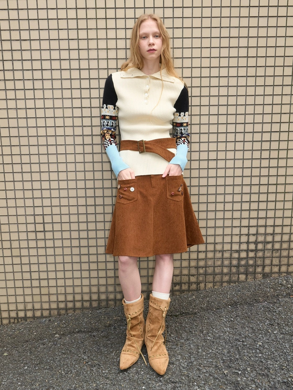 OuttheBlue Thermal Warm Slim Fit Long Sleeve Commuter Women Ivory Poly Blend T-Shirt