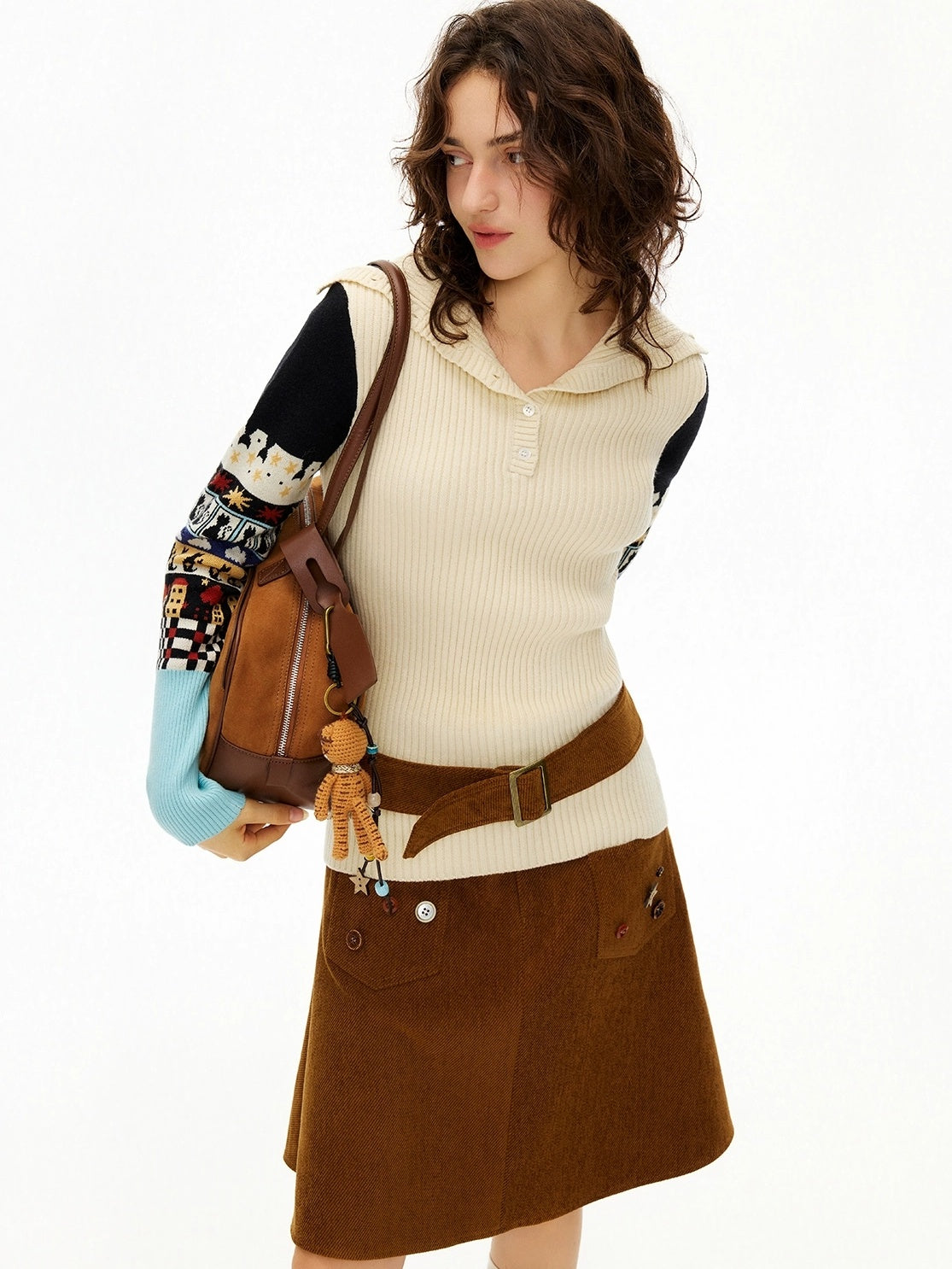 OuttheBlue Thermal Warm Slim Fit Long Sleeve Commuter Women Ivory Poly Blend T-Shirt