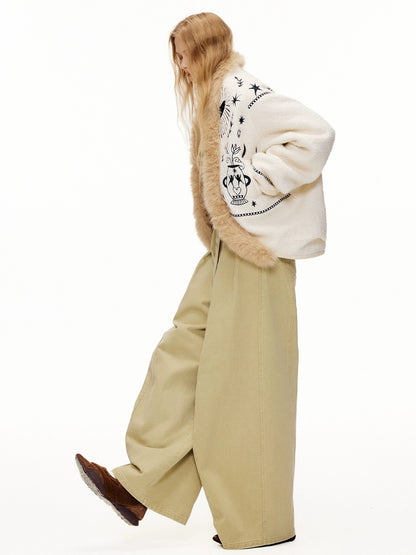 OuttheBlue Thick Wool Blend Commuter Relaxed Fit Boat Neck Women Moonlight White Jacket