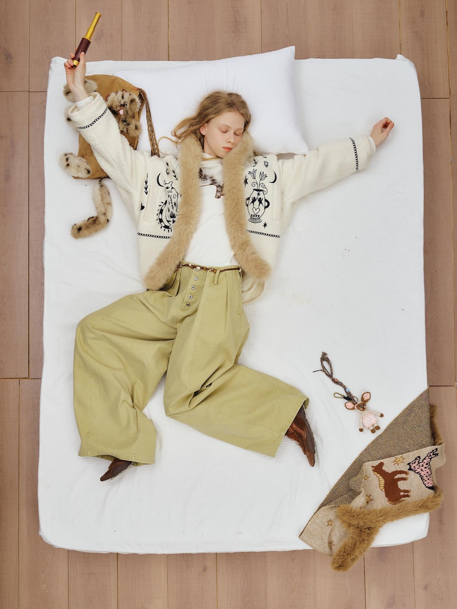 OuttheBlue Thick Wool Blend Commuter Relaxed Fit Boat Neck Women Moonlight White Jacket