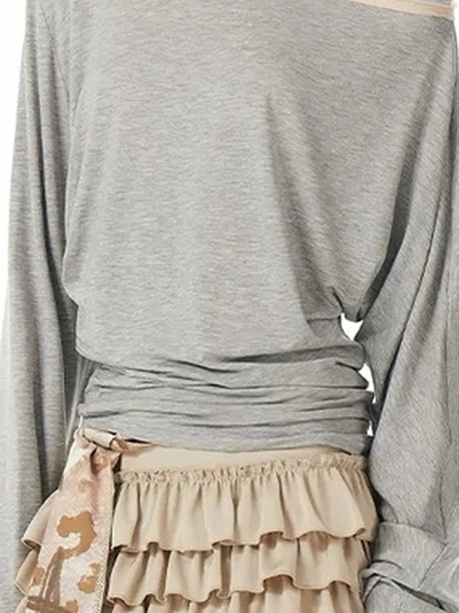 OuttheBlue Triple Tone Crinkle Sky Blue Off Shoulder Tee