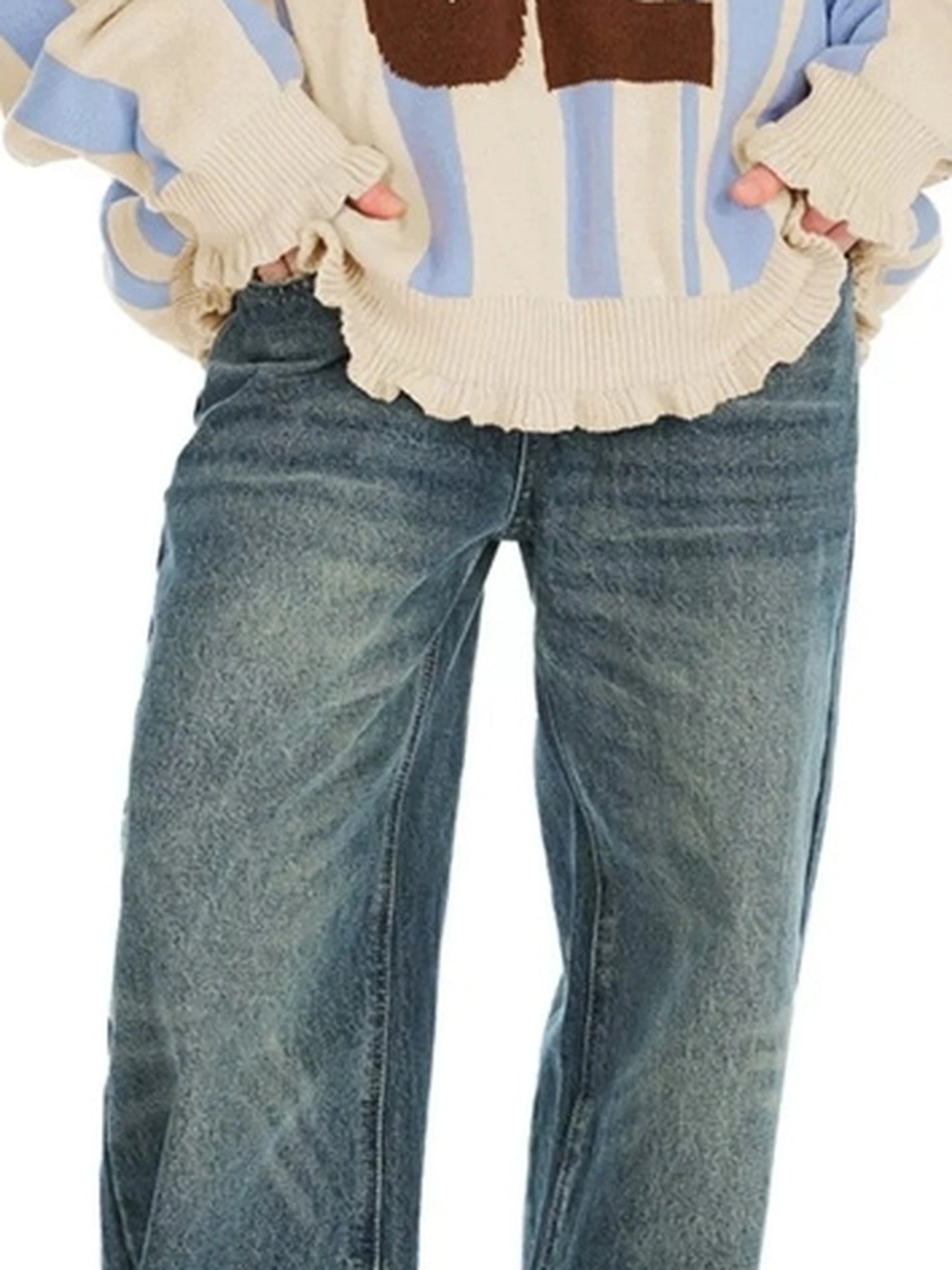 OuttheBlue V-neck Color Block Sweater