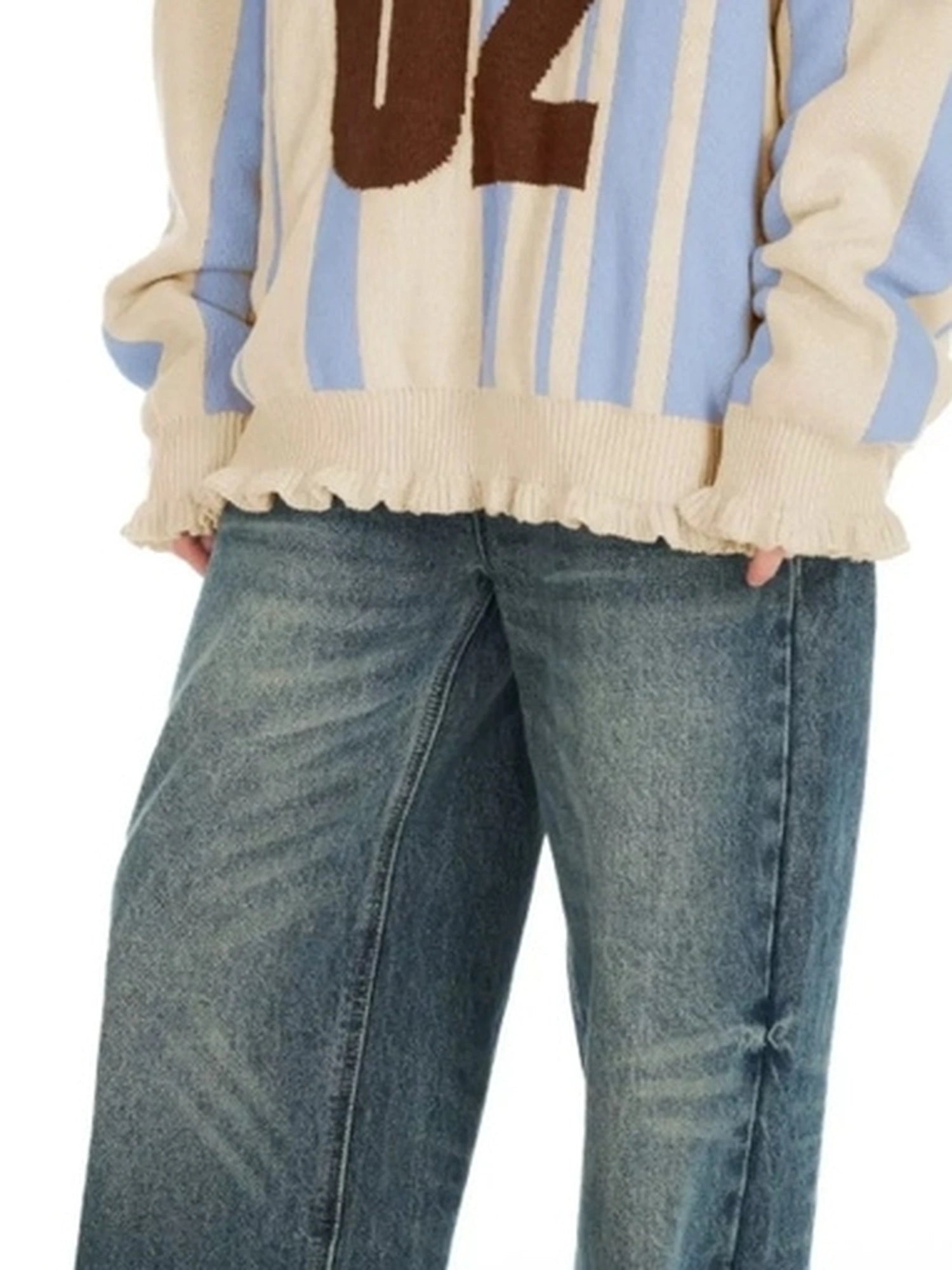 OuttheBlue V-neck Color Block Sweater