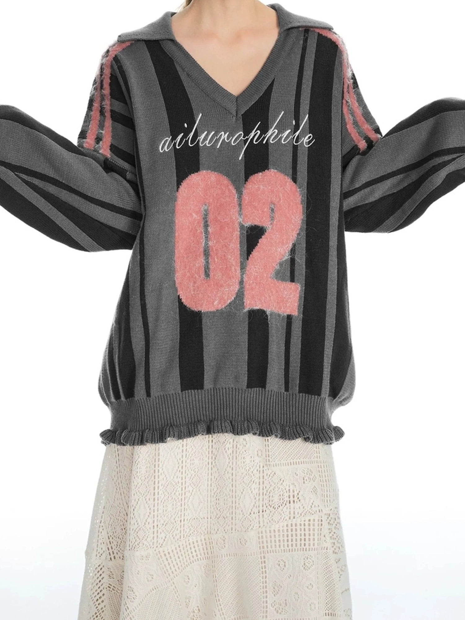 OuttheBlue V-neck Color Block Sweater