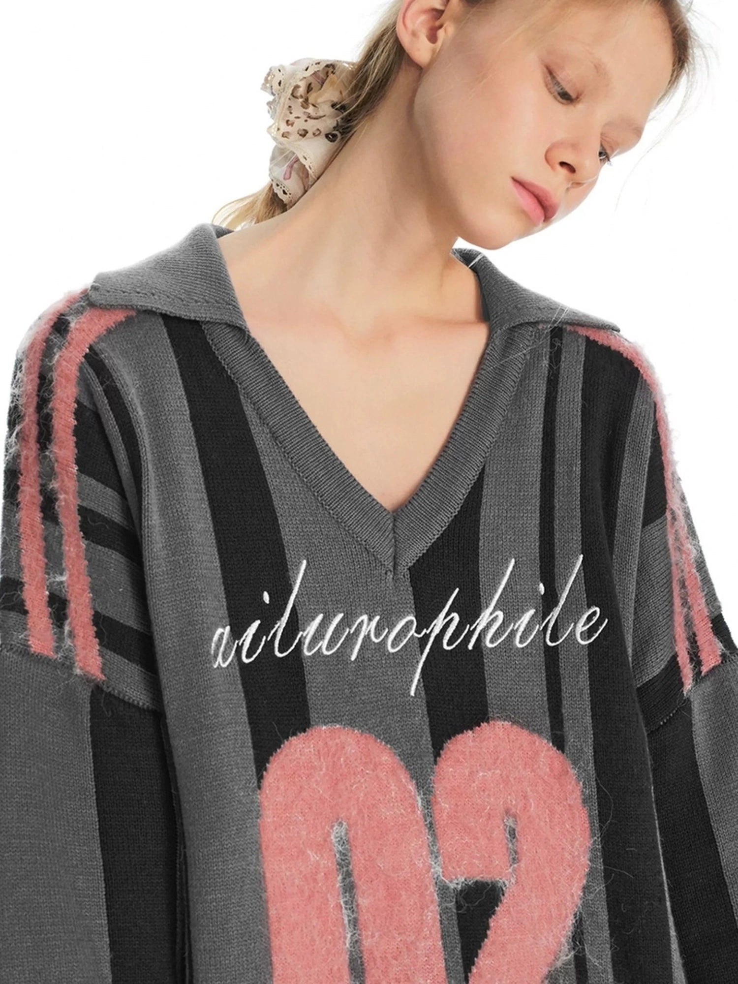 OuttheBlue V-neck Color Block Sweater