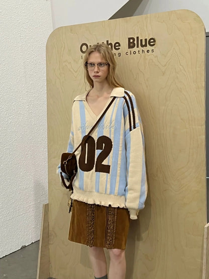 OuttheBlue V-neck Color Block Sweater
