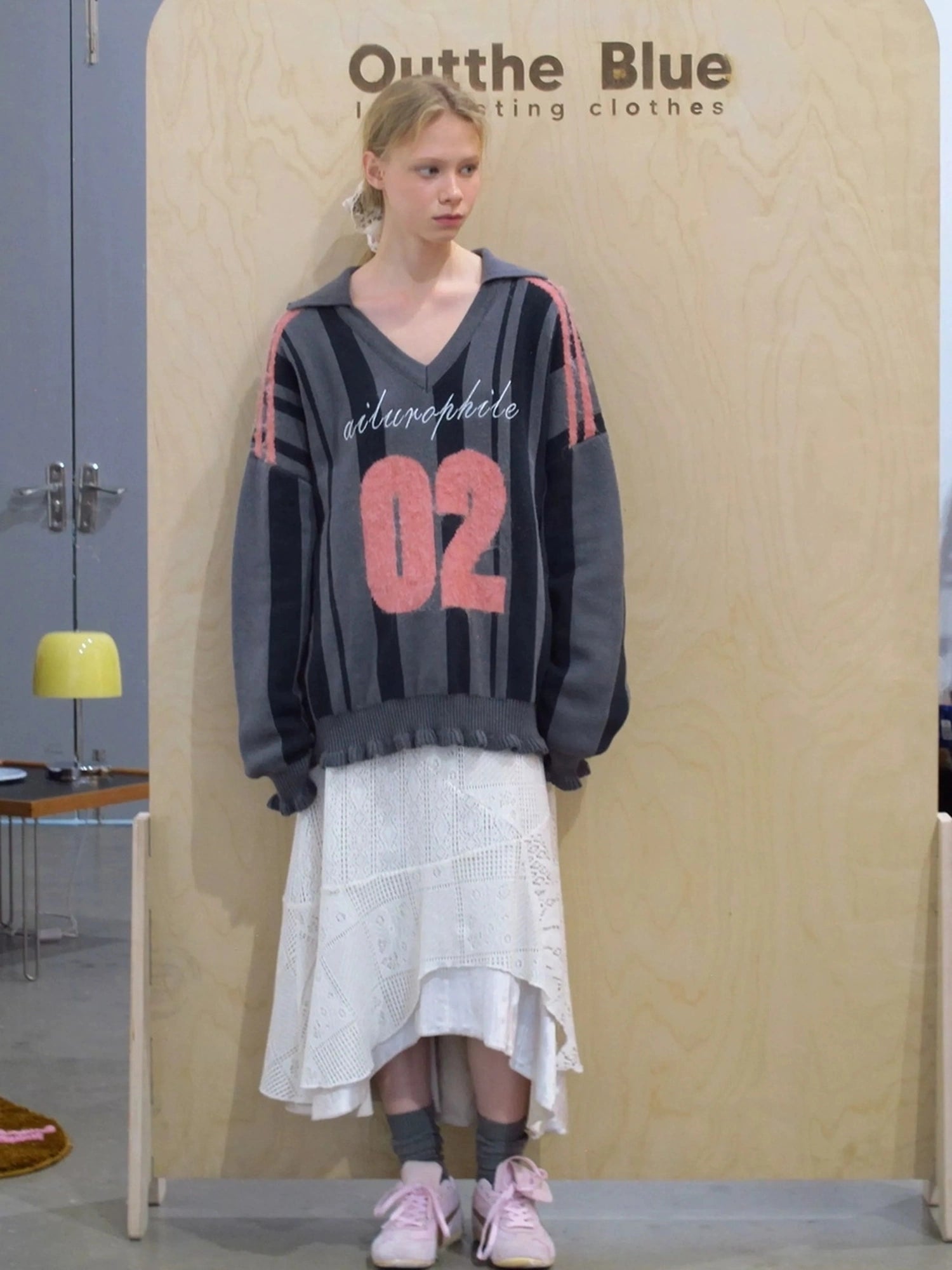 OuttheBlue V-neck Color Block Sweater