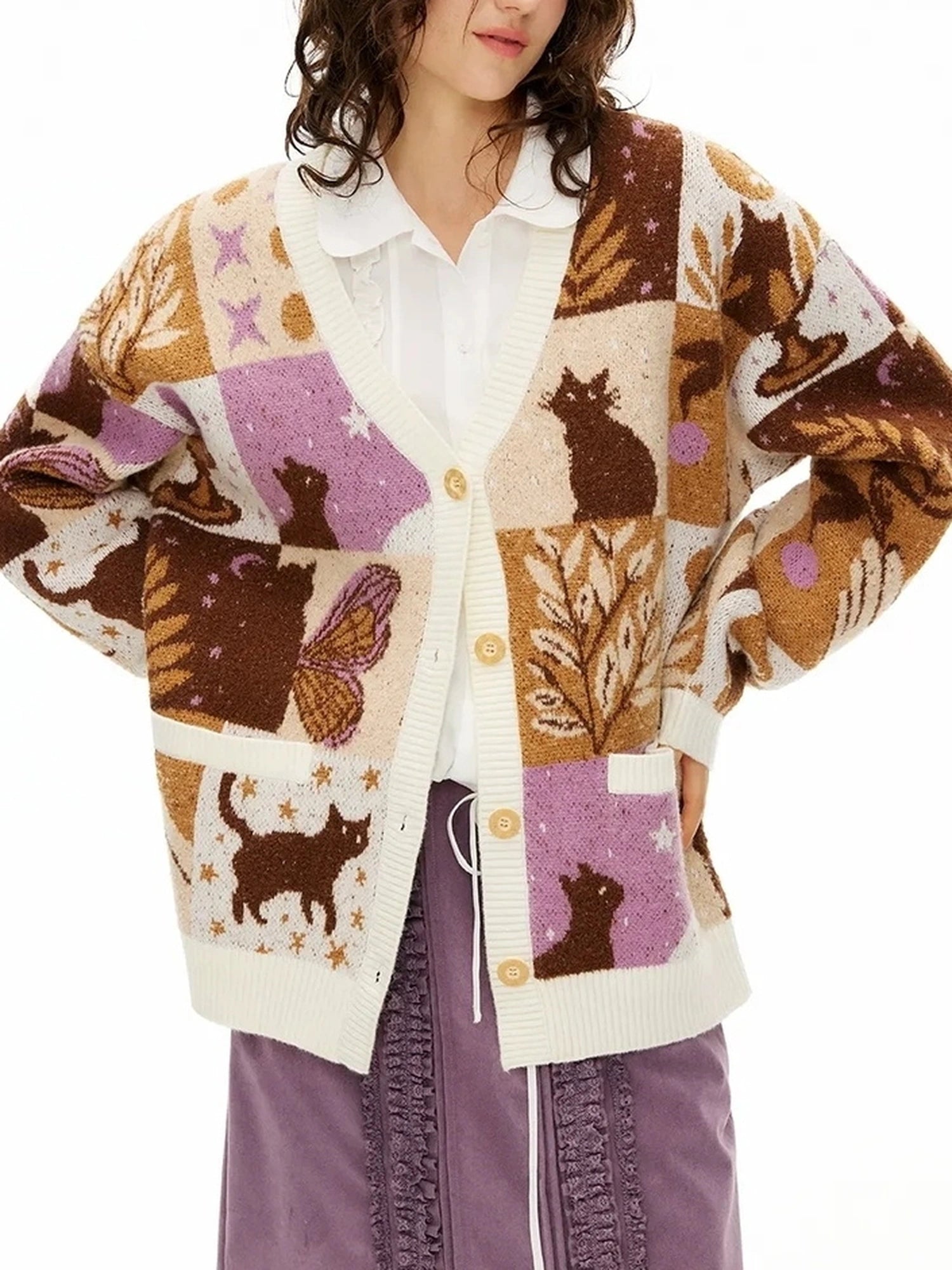 OuttheBlue V-neck Wool Blend Cardigan