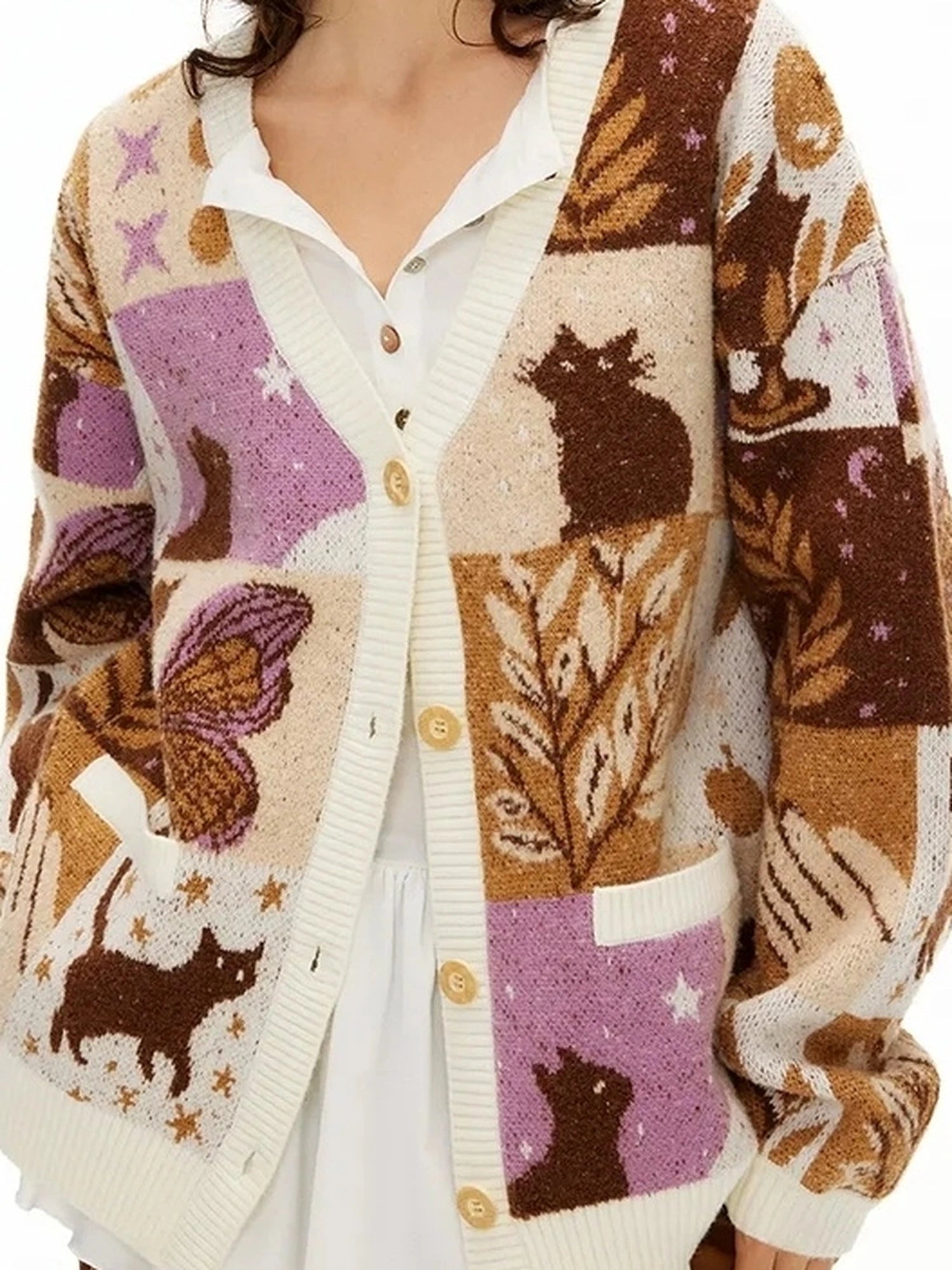 OuttheBlue V-neck Wool Blend Cardigan