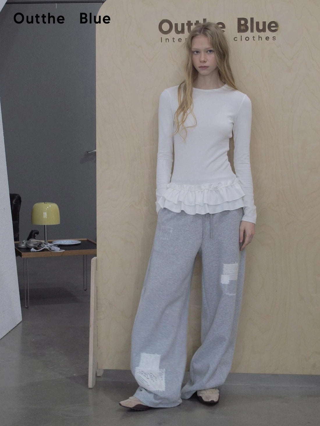 OuttheBlue Velvet Lace Appliqué Fleece Jogger Pants