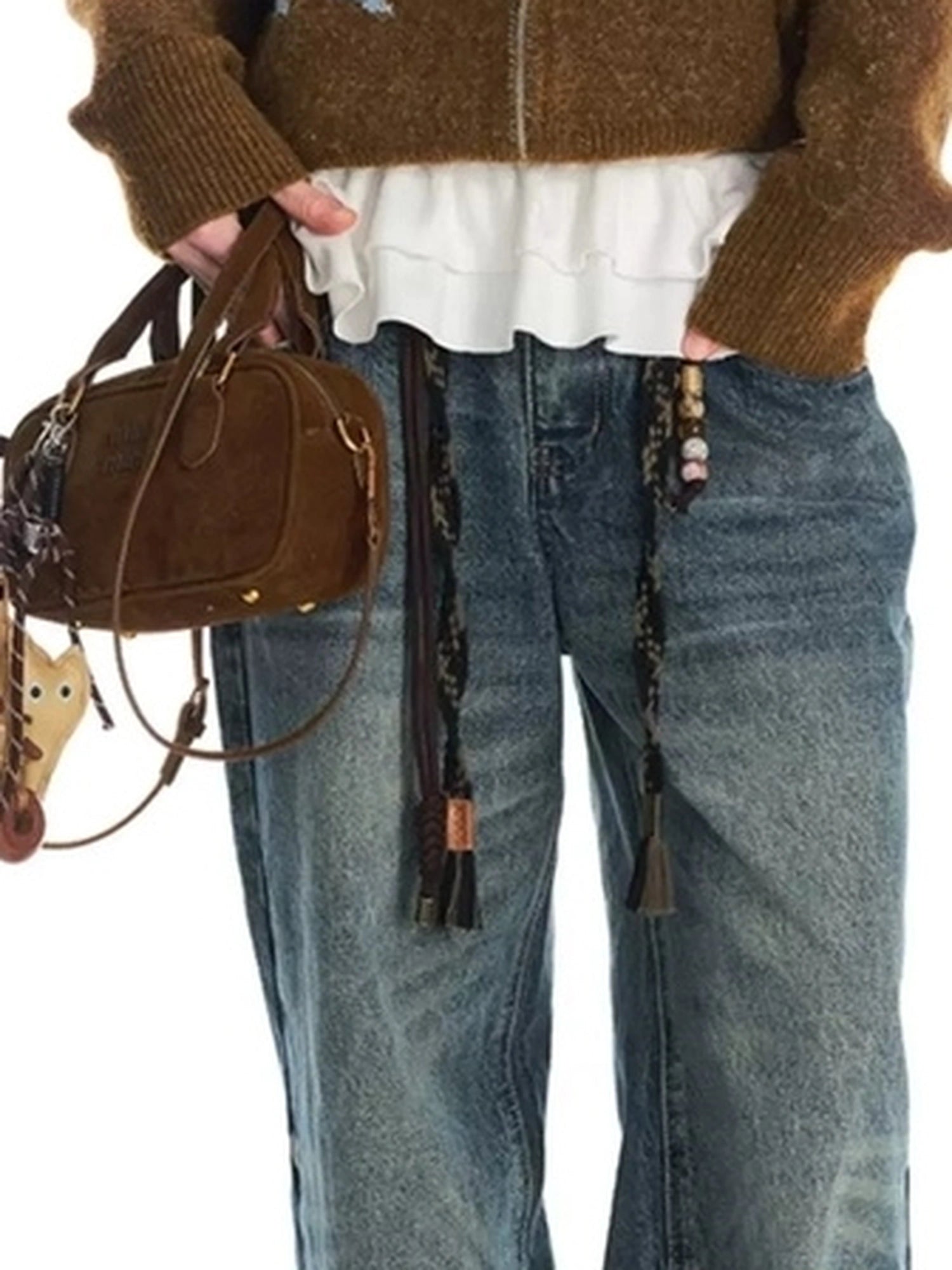 OuttheBlue Vintage Beaded Logo Waist Rope