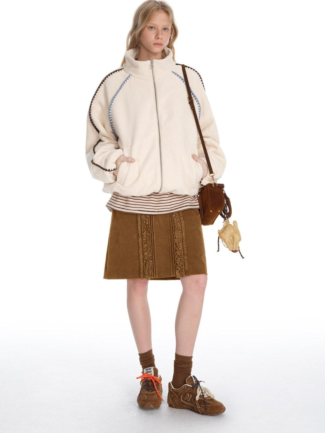 OuttheBlue Vintage Brown Pu Leather Mid Waist Crochet Cutout H Shape Women Midi Skirts