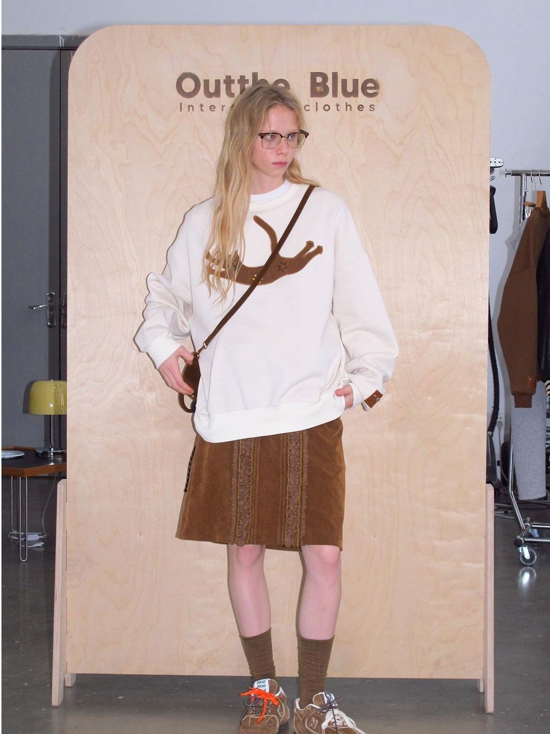 OuttheBlue Vintage Brown Pu Leather Mid Waist Crochet Cutout H Shape Women Midi Skirts