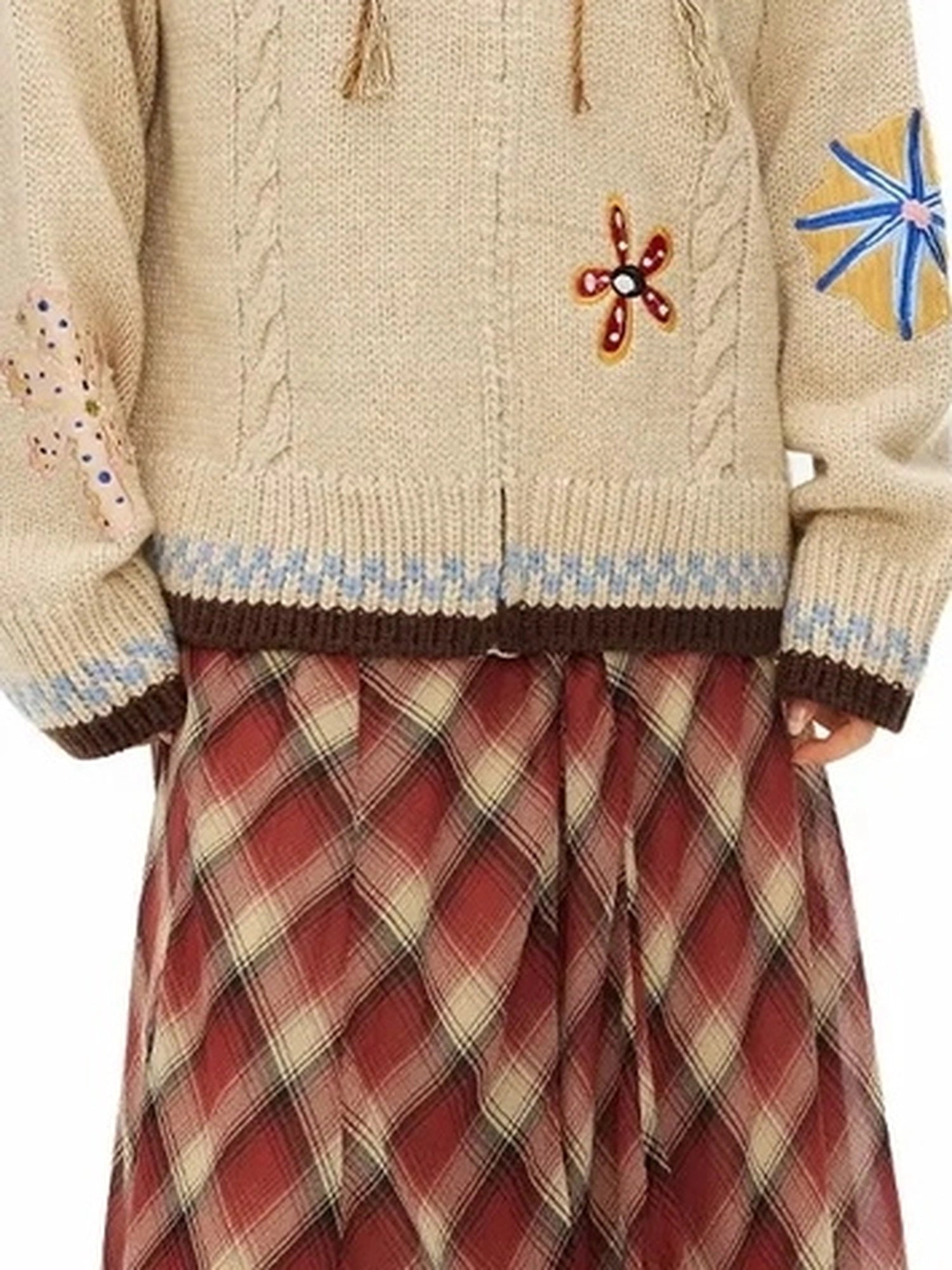 OuttheBlue Vintage Embroidered Floral Zip Cardigan