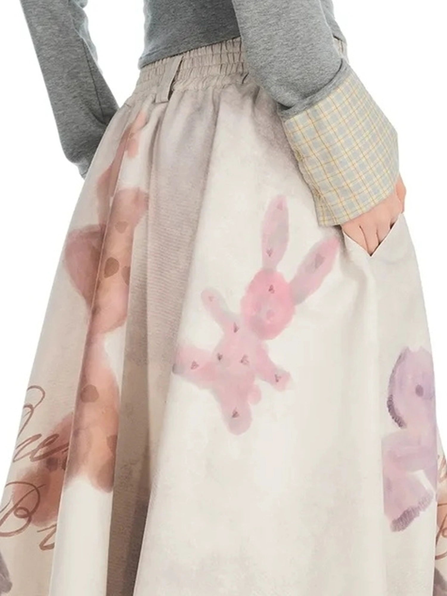 OuttheBlue Vintage Flared Cat Doll Paradise Midi Skirt