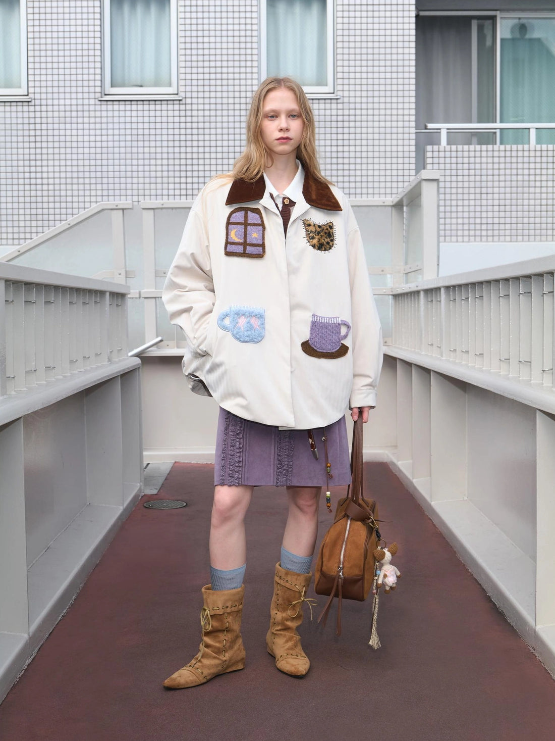 OuttheBlue Vintage Fun Shirt Style Loose Down Jacket