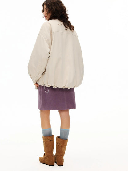 OuttheBlue Vintage Fun Shirt Style Loose Down Jacket
