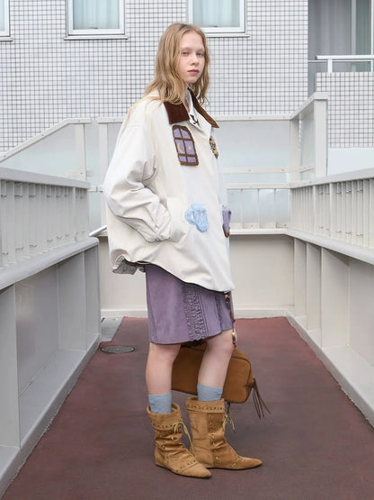 OuttheBlue Vintage Fun Shirt Style Loose Down Jacket
