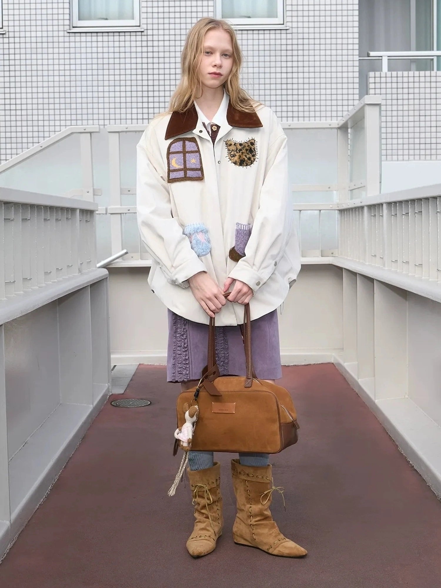 OuttheBlue Vintage Fun Shirt Style Loose Down Jacket