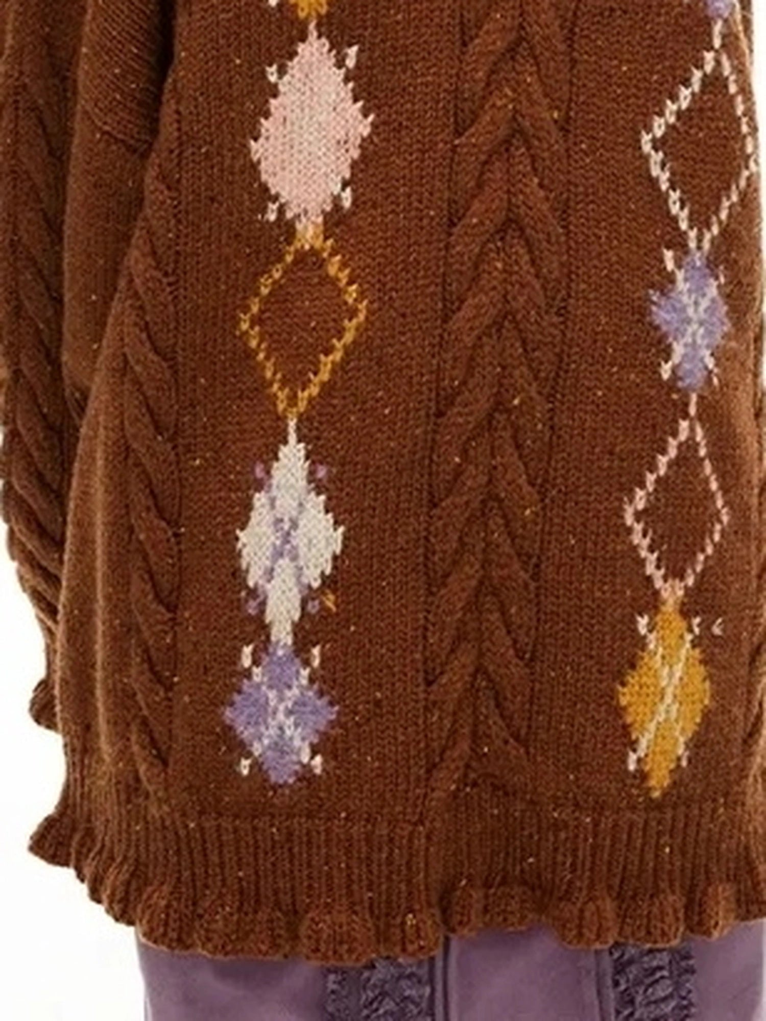 OuttheBlue Vintage Geometric V-neck Wool Blend Sweater