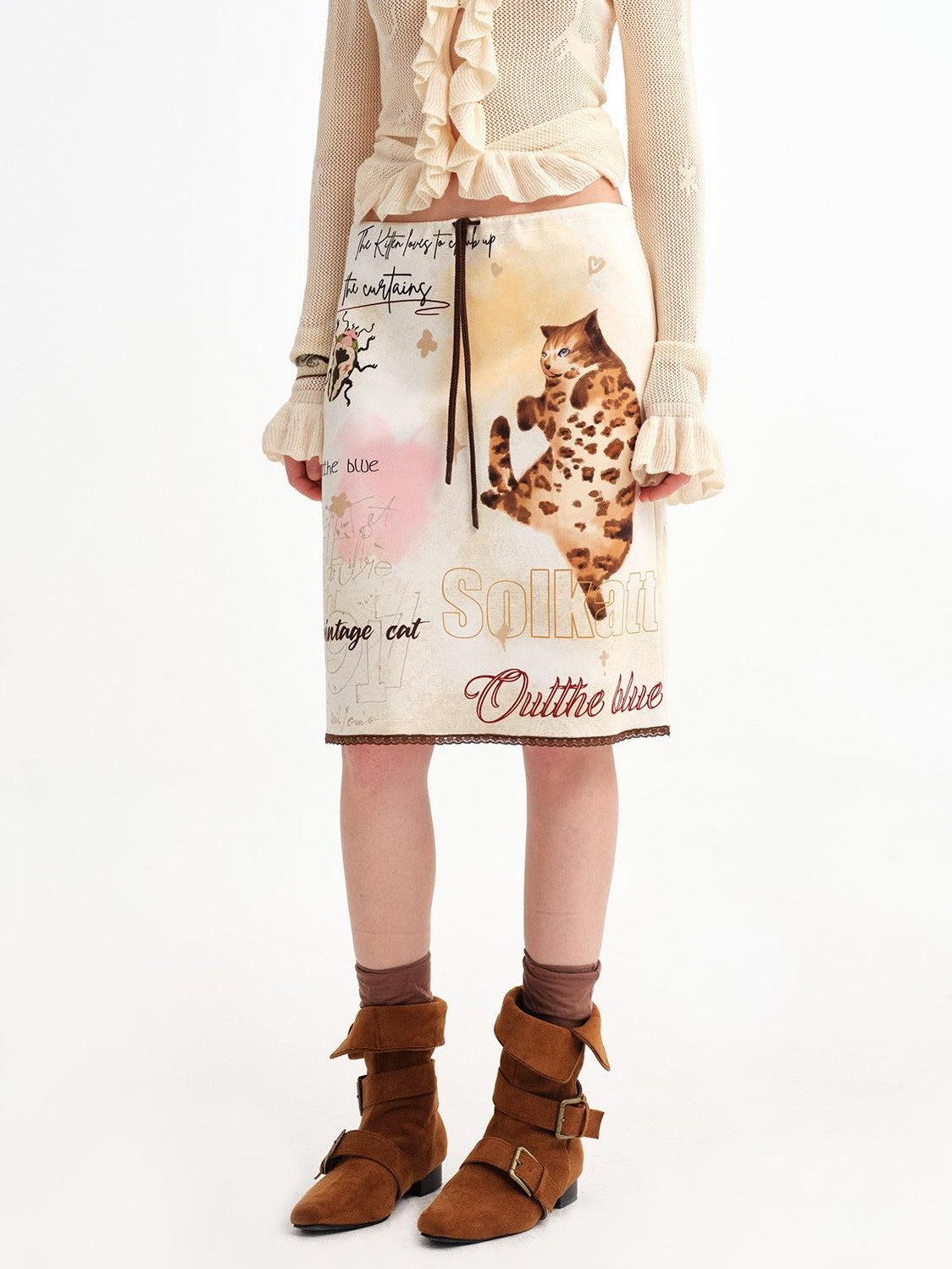 OuttheBlue Vintage Hand Painted Leopard Cat Print Women&