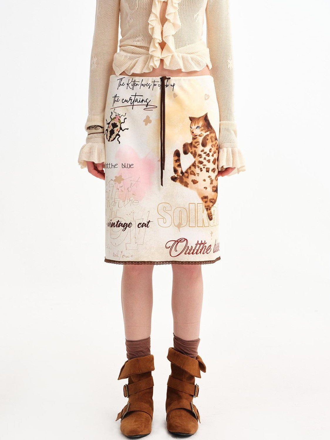 OuttheBlue Vintage Hand Painted Leopard Cat Print Women&