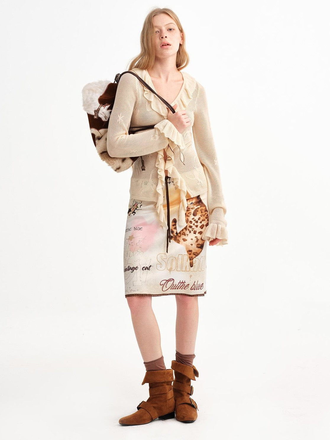 OuttheBlue Vintage Hand Painted Leopard Cat Print Women&