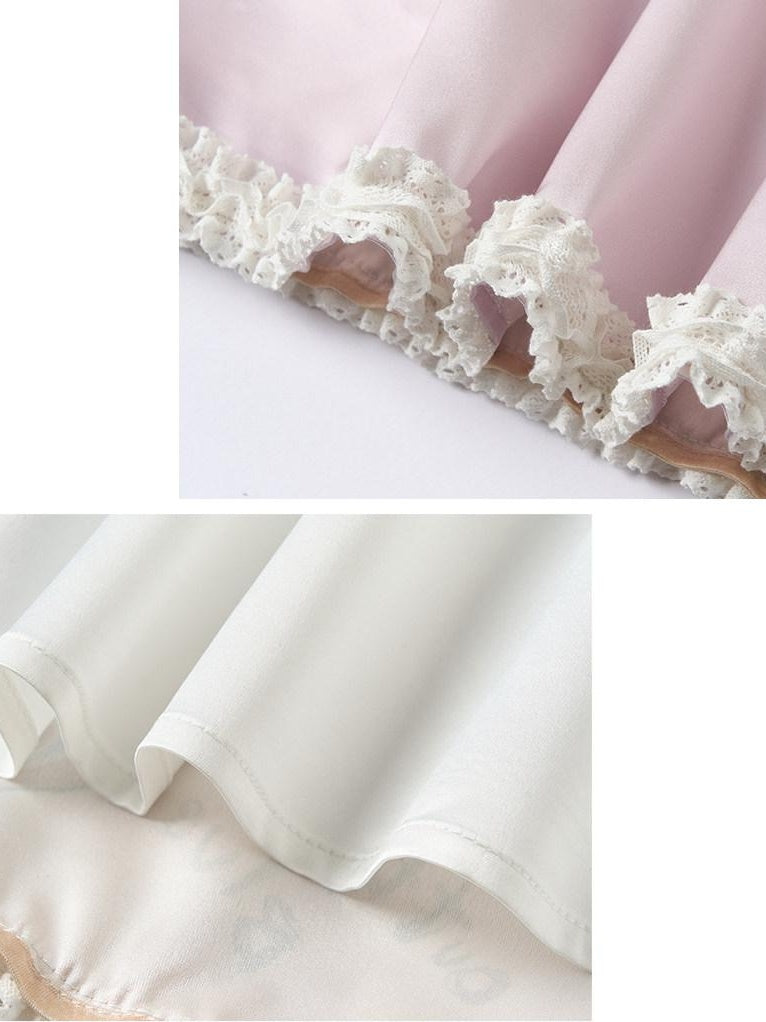 OuttheBlue Vintage Lace High Waist A Line Slim Casual Printed Mini Skirts