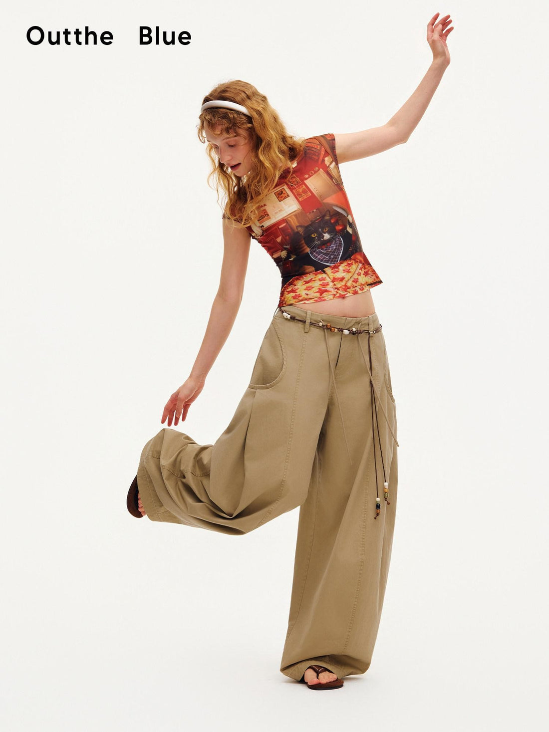 OuttheBlue Vintage Mesh Flutter Sleeve Slim Fit Women&