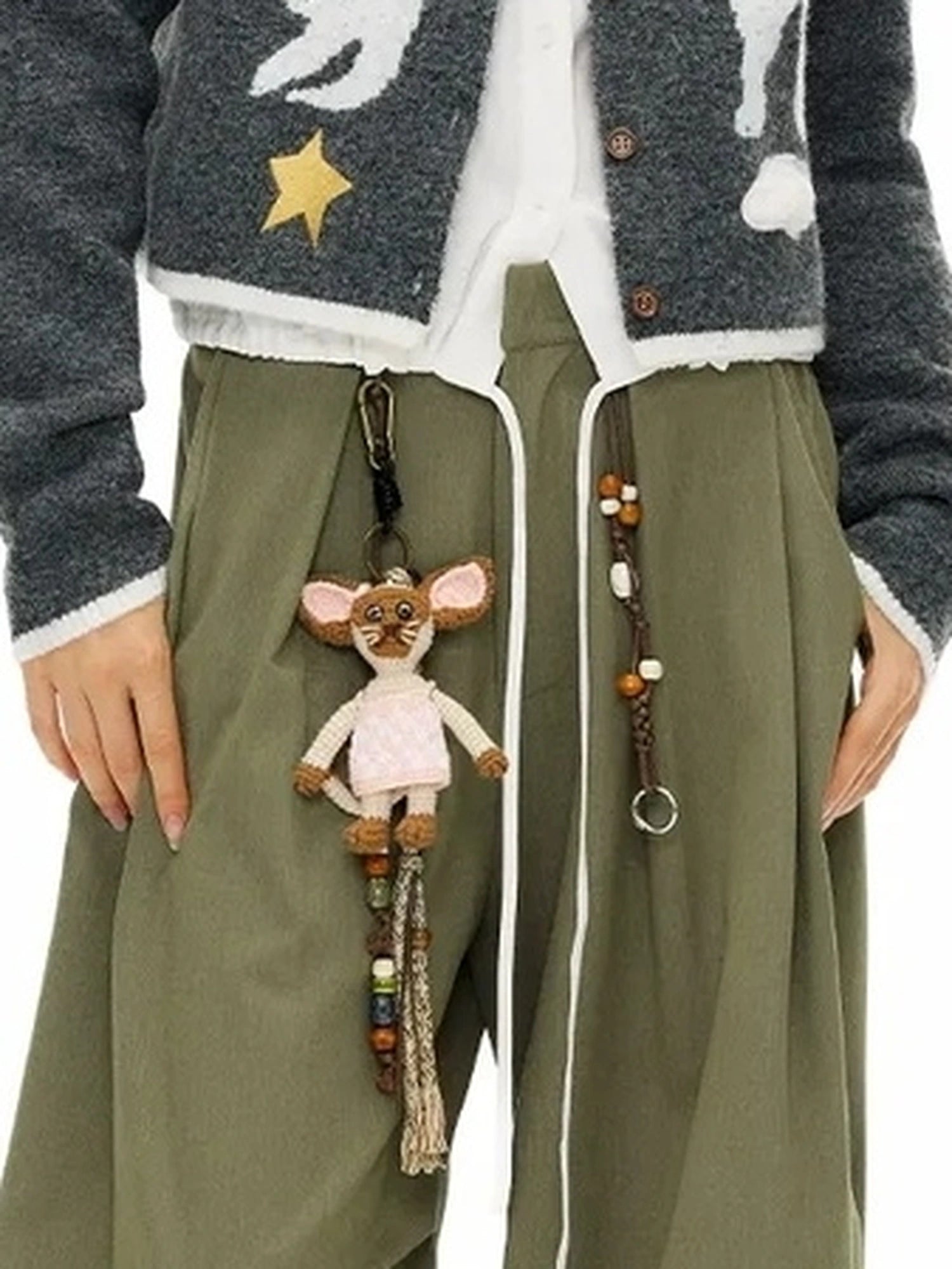 Vintage Olive Green Wide Leg Cargo Trousers