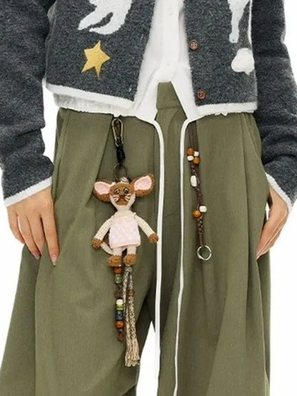 Vintage Olive Green Wide Leg Cargo Trousers