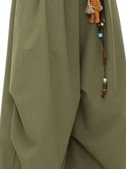 Vintage Olive Green Wide Leg Cargo Trousers