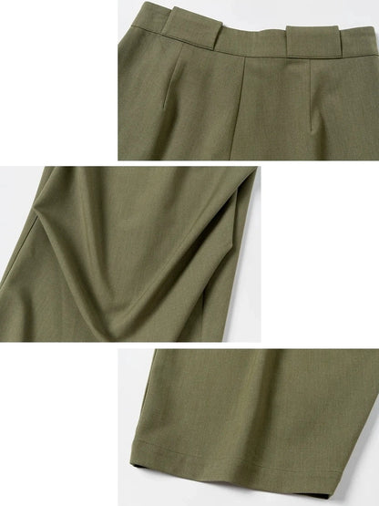 Vintage Olive Green Wide Leg Cargo Trousers