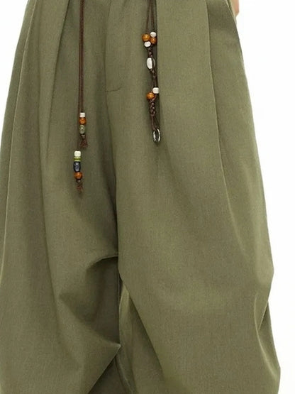 Vintage Olive Green Wide Leg Cargo Trousers