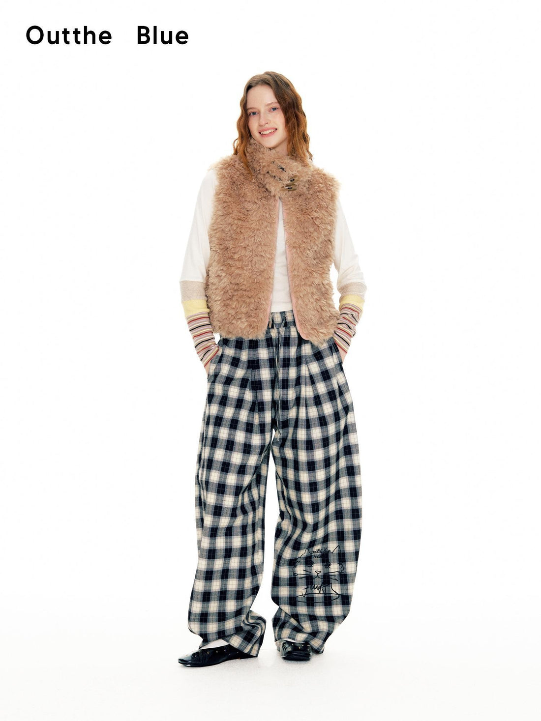 OuttheBlue Vintage Spliced Henry Neck Lyocell Wool Women&