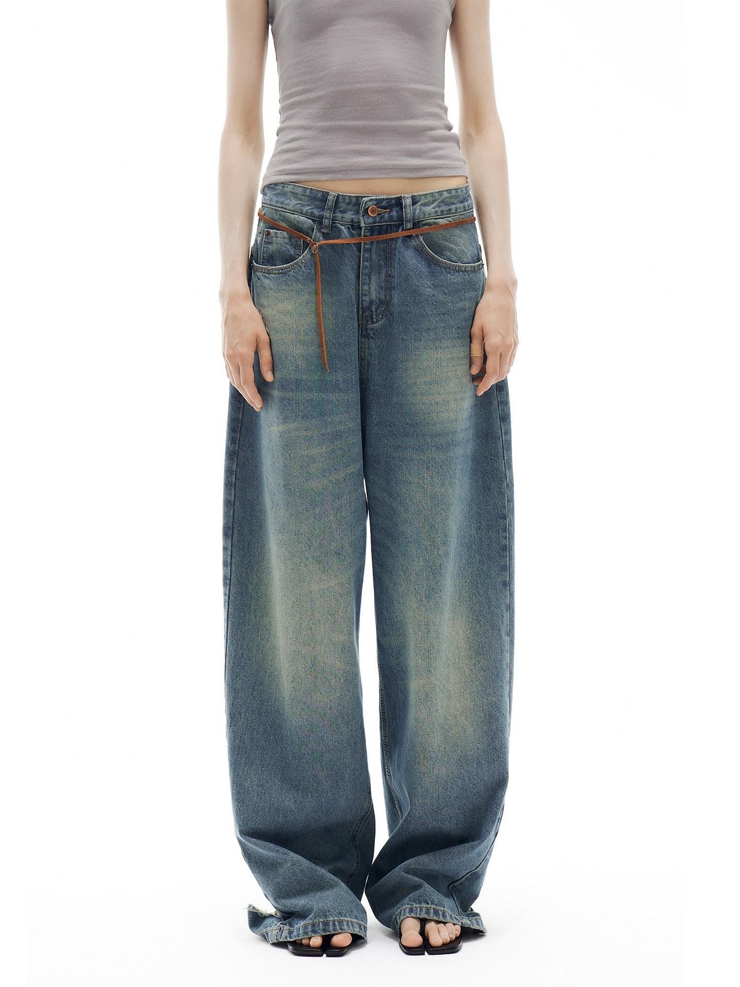 OuttheBlue Vintage Stonewashed Low Waist Loose Women&