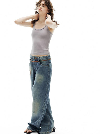 OuttheBlue Vintage Stonewashed Low Waist Loose Women&