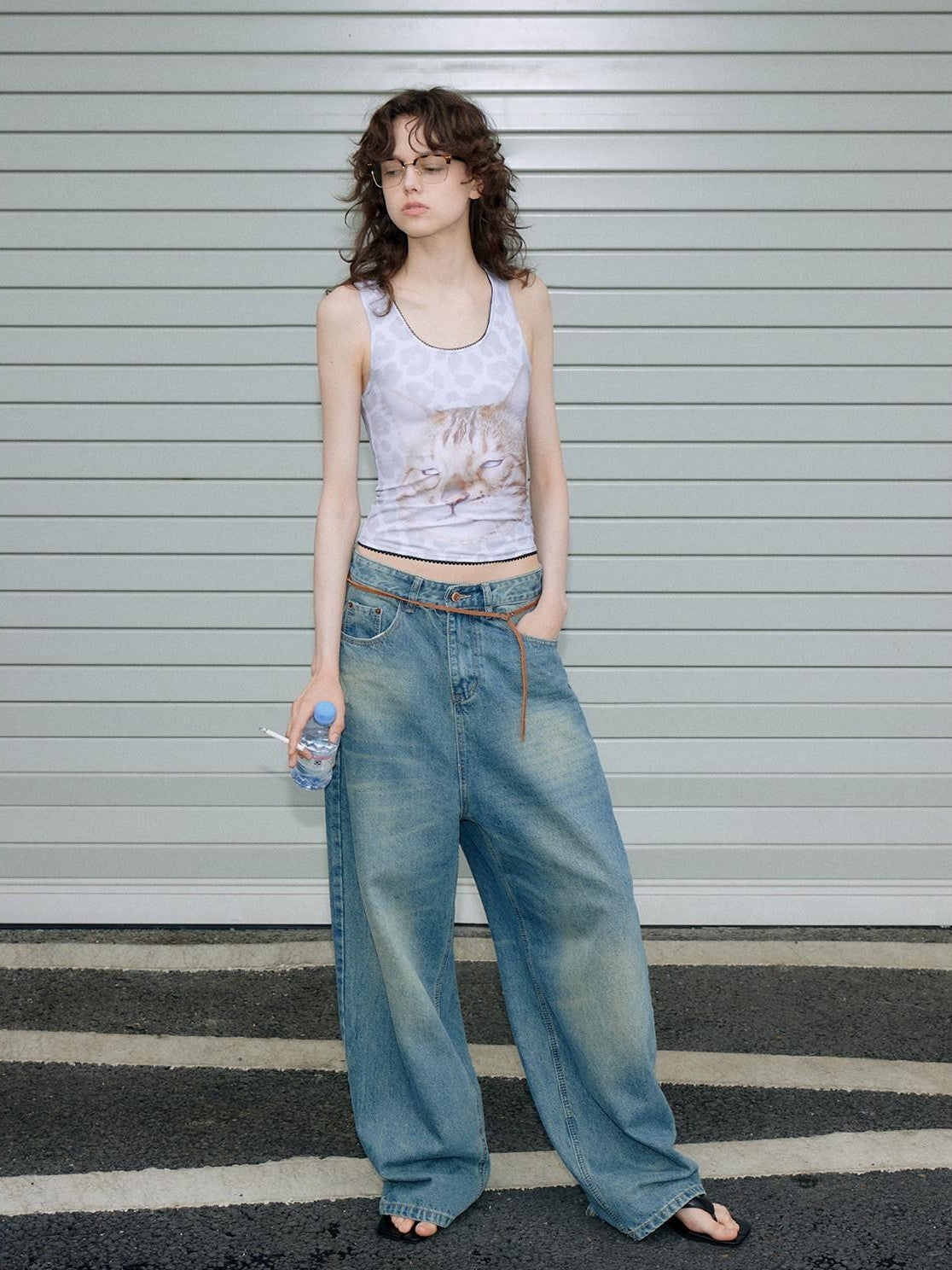 OuttheBlue Vintage Stonewashed Low Waist Loose Women&